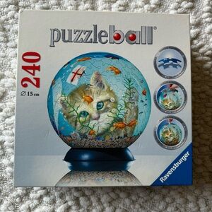 Ravensburger “kitty entertainment” cat and fishbowl theme 240 piece puzzle ball